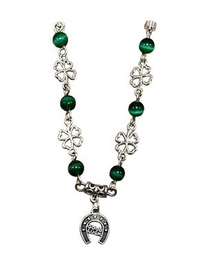 Handmade Lucky Clover Necklace & Horseshoe Bracelet with Magnetic Closure!
